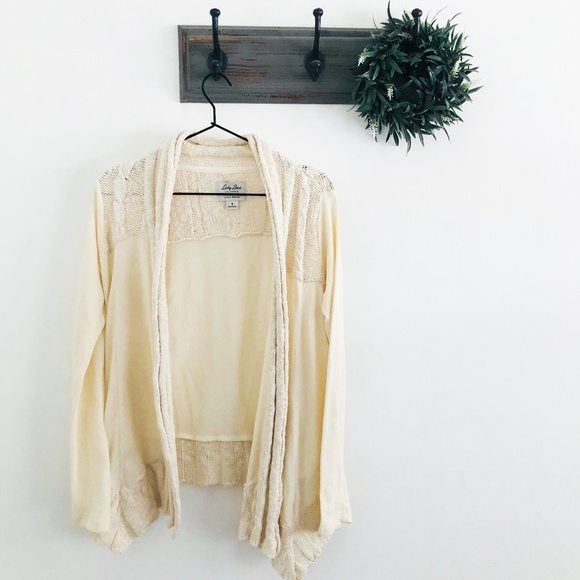 Lucky Lotus Cream Knit Cardigan Sweater 